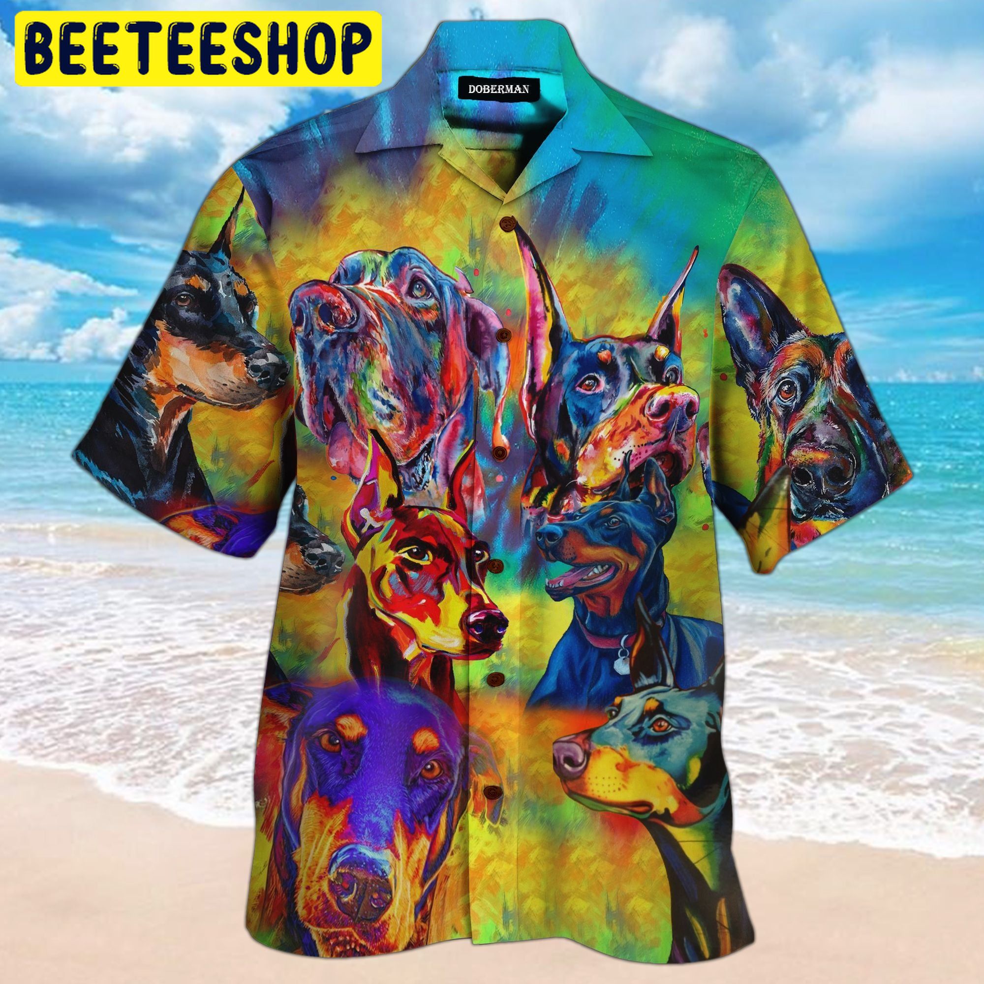 Doberman Colorful 3d All Over Printed Trending Hawaiian Shirt-1