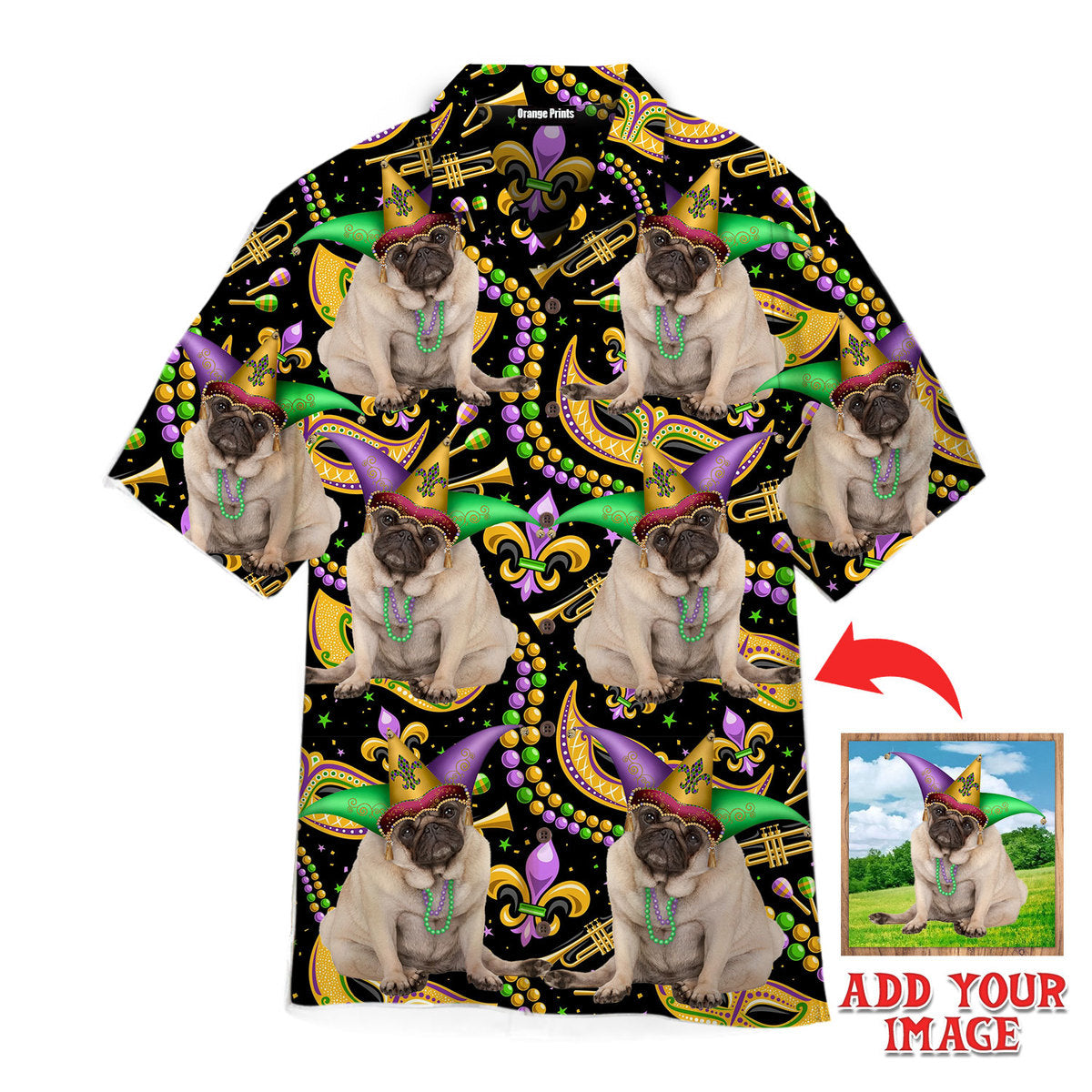 Dog Grumpy Dog Mardi Gras Fat Tuesday Carnival Hawaiian Shirt