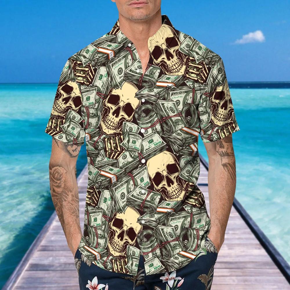 Dollar Skull Hawaiian Shirt