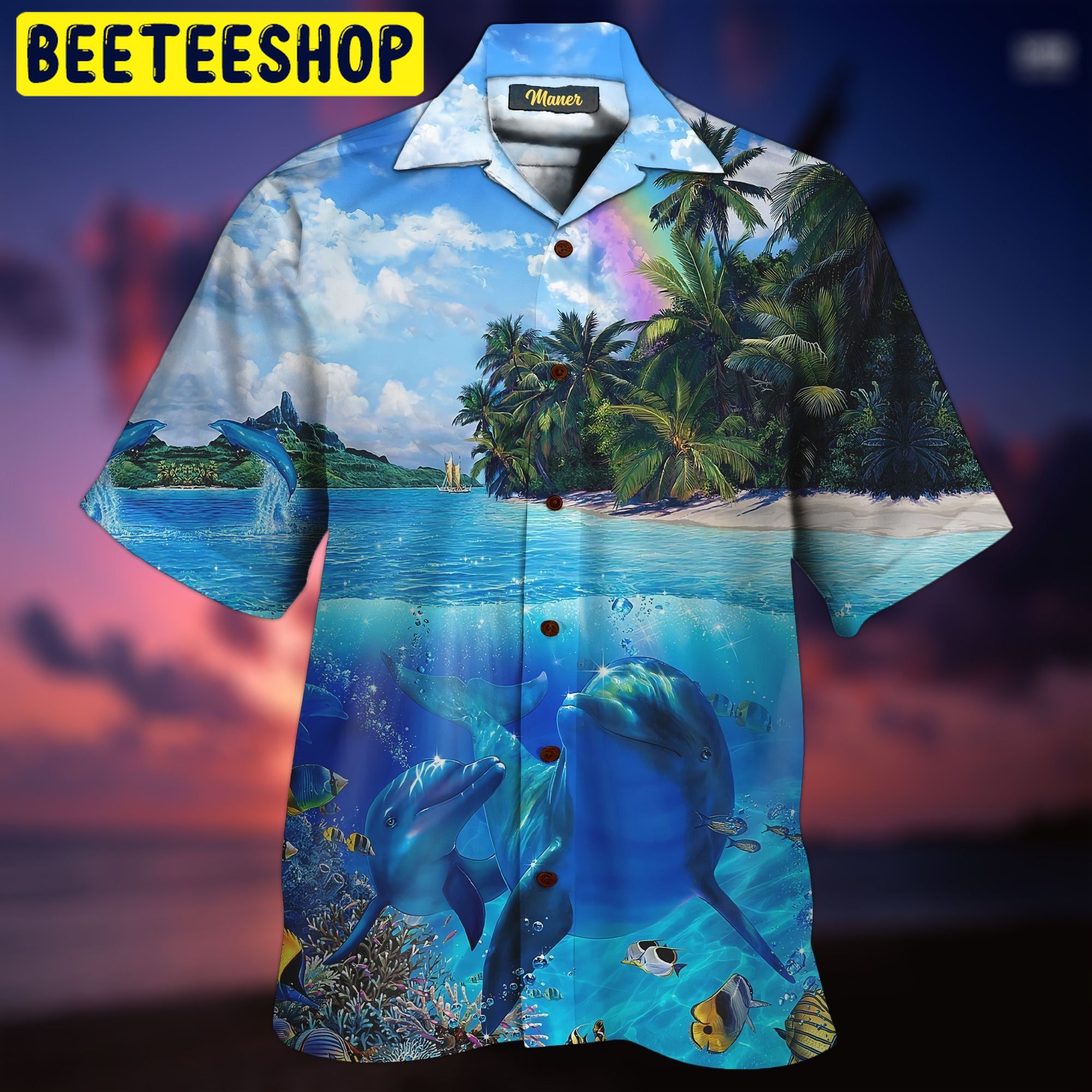 Dolphin Swimming 3d All Over Printed Trending Hawaiian Shirt-1