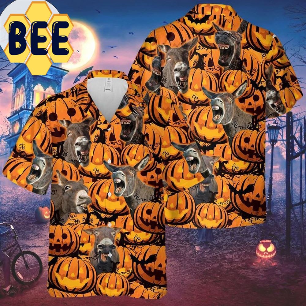 Donkey Pumpkin Halloween Hawaiian Shirt-1