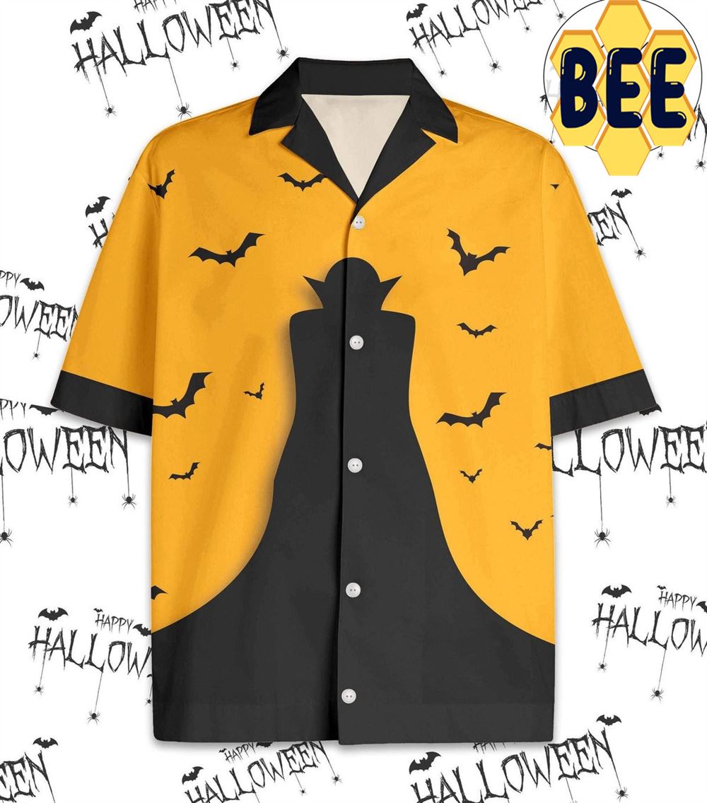 Dracula Black And Yellow Halloween Hawaiian Shirts-1