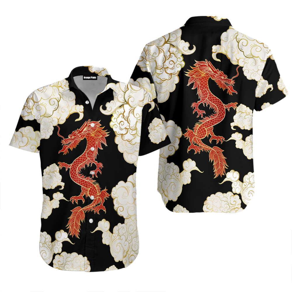 Dragon Black Red Hawaiian Shirt