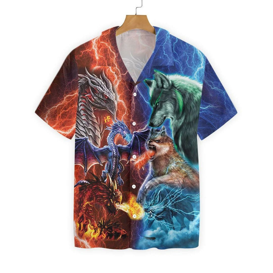 Dragon Vs Wolves Hawaiian Shirt