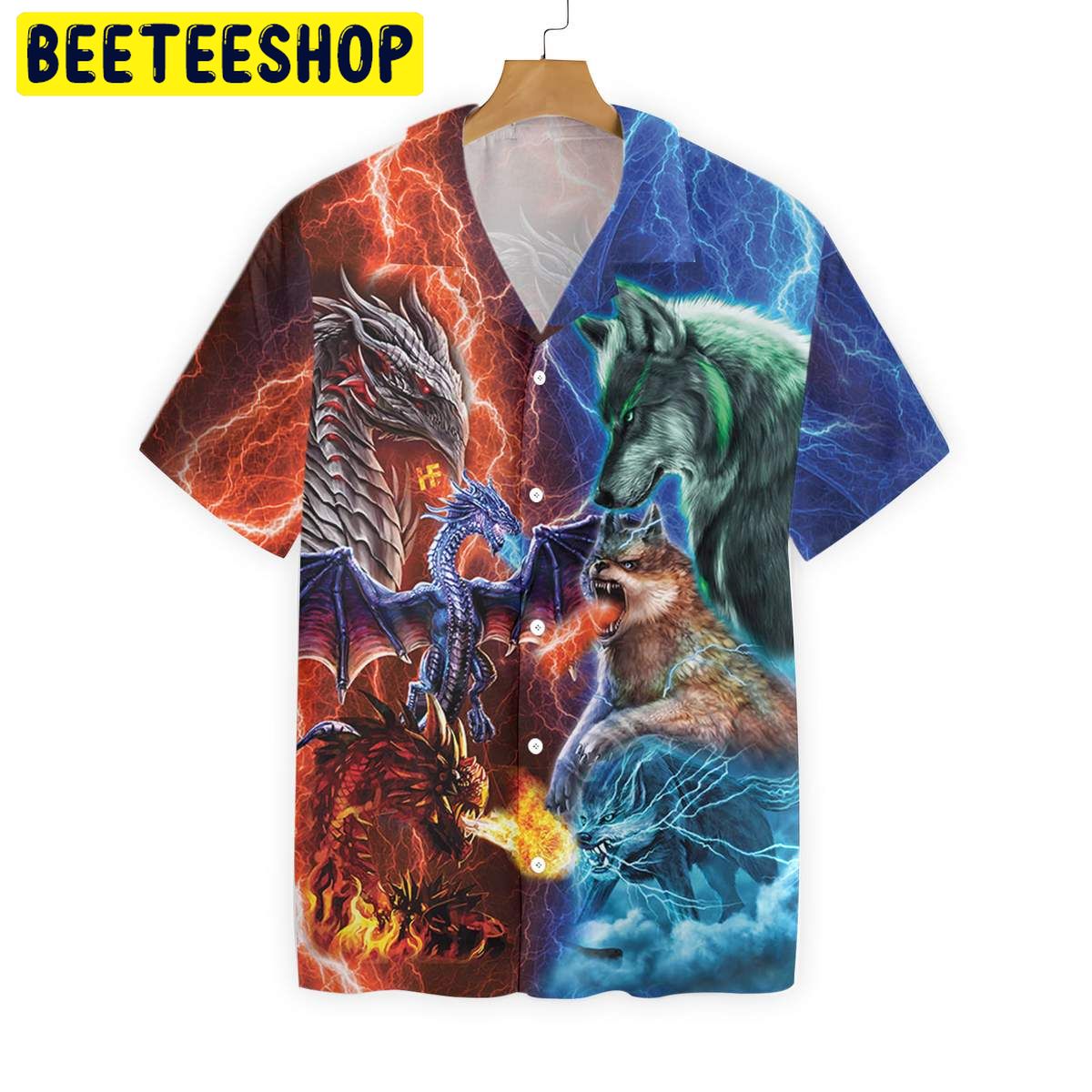 Dragon Vs Wolves Trending Hawaiian Shirt-1