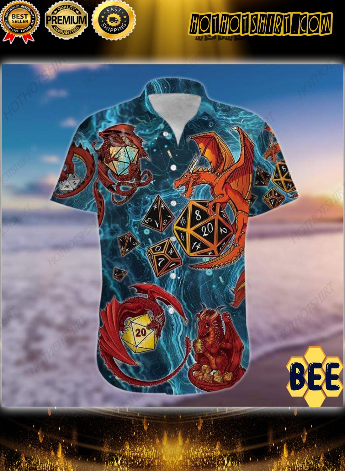 Dungeons Dragon Playing Dice Blue Trending Hawaiian Shirt-1