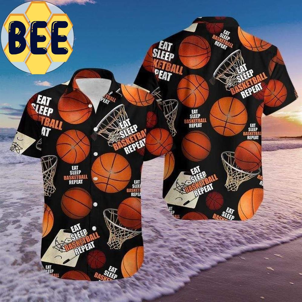 Eat Sleep Basketball Repeat Hawaiian Shirts-1