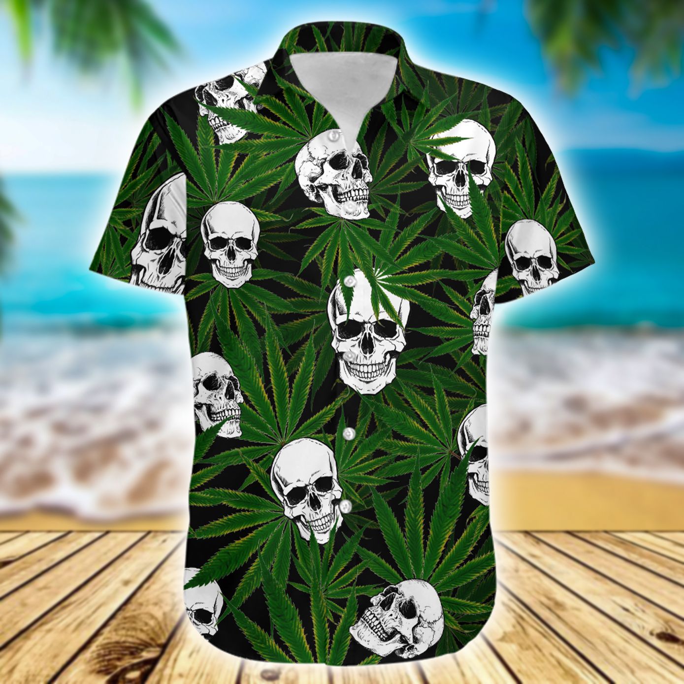 Eddora™ Weed Skull – Hawaiian Shirt