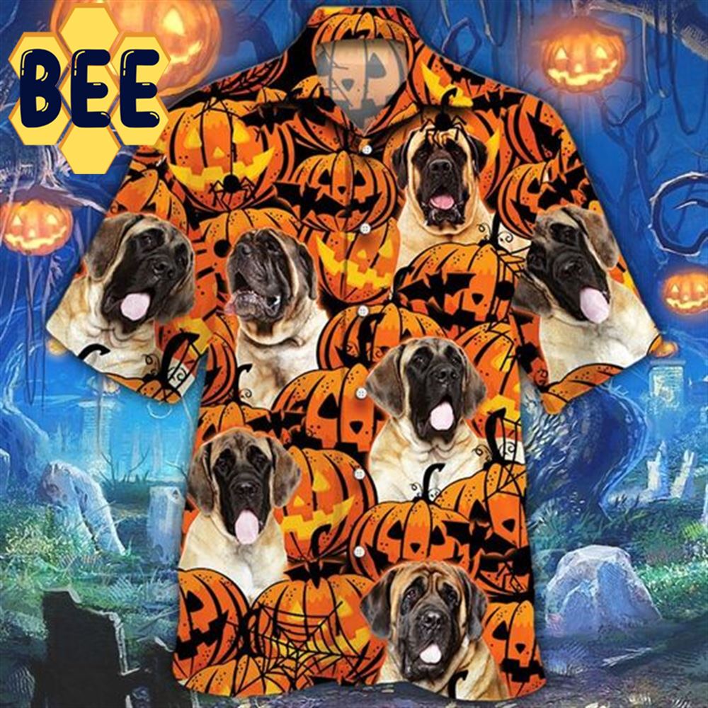 English Mastiff Dog Lover Pumpkins Halloween Hawaiian Shirt-1