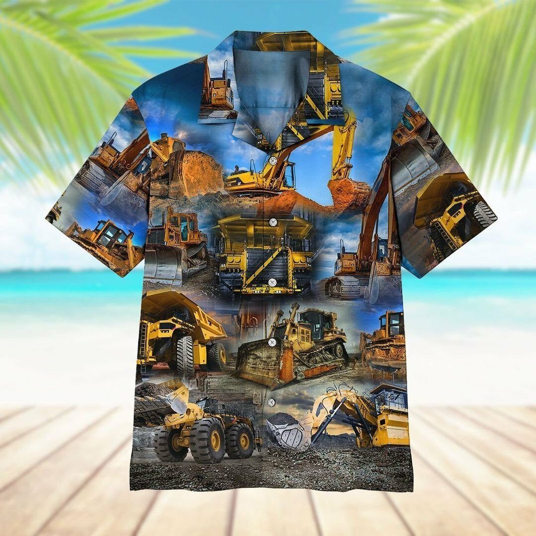 Excavator 3d All Over Printed Hawaiian Shirt