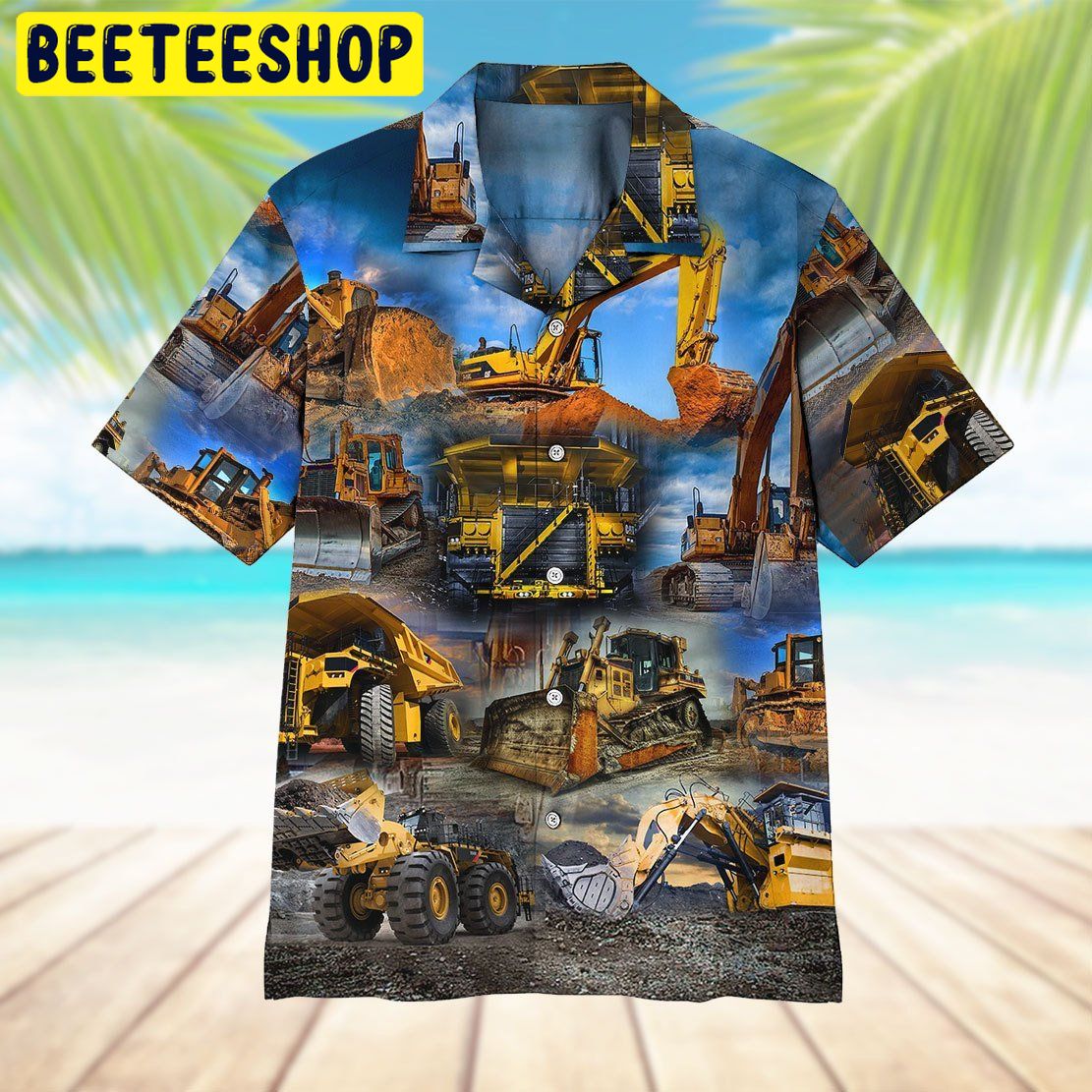 Excavator 3d All Over Printed Trending Hawaiian Shirt-1