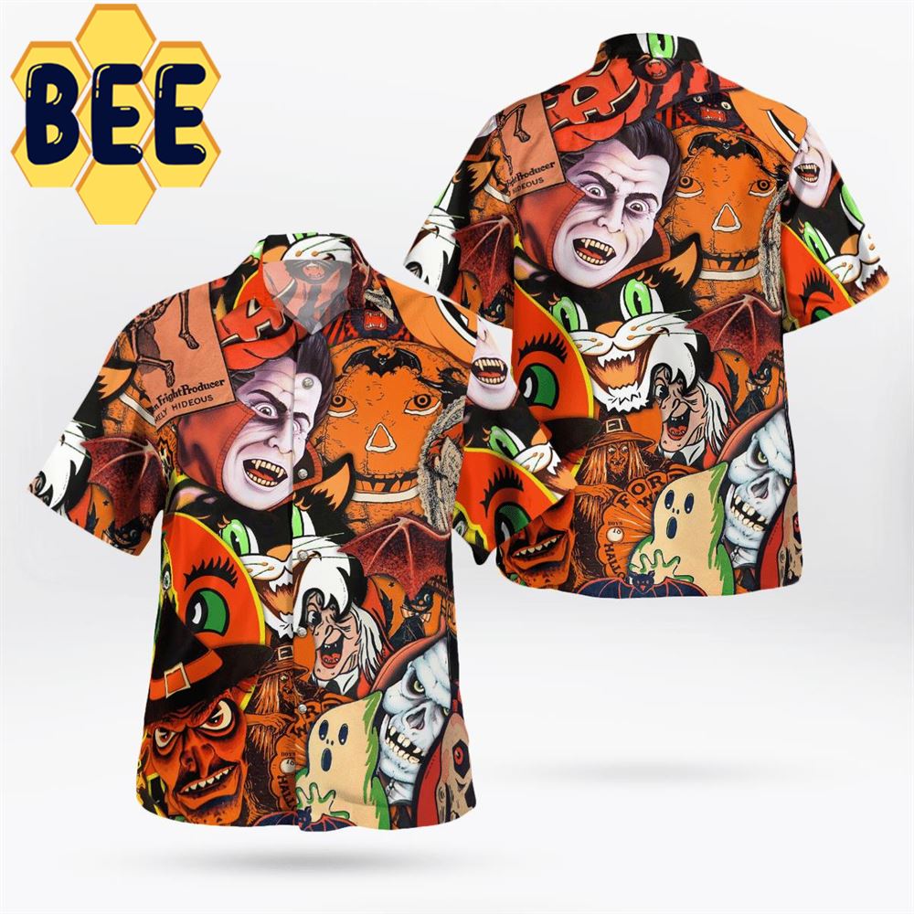 Extremely Hideous Horror Halloween Hawaiian Shirt-1