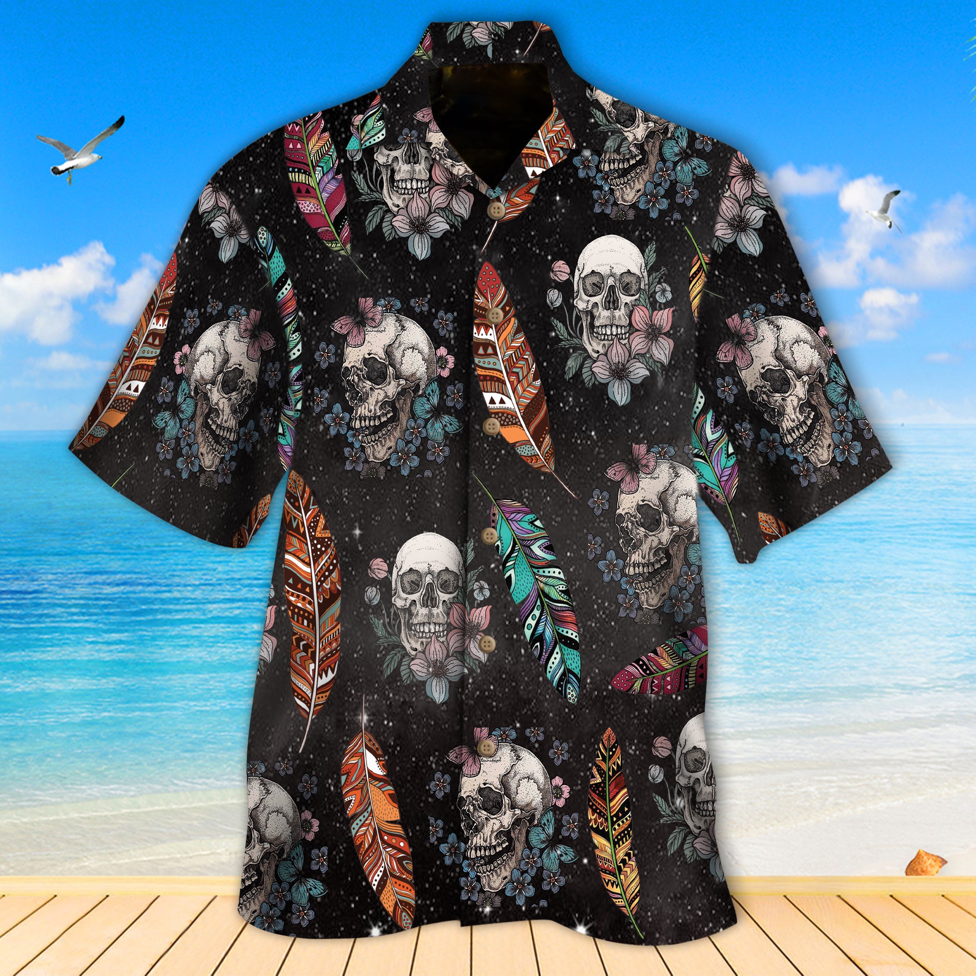 Feather Skull Hawaiian Shirt – Nk0