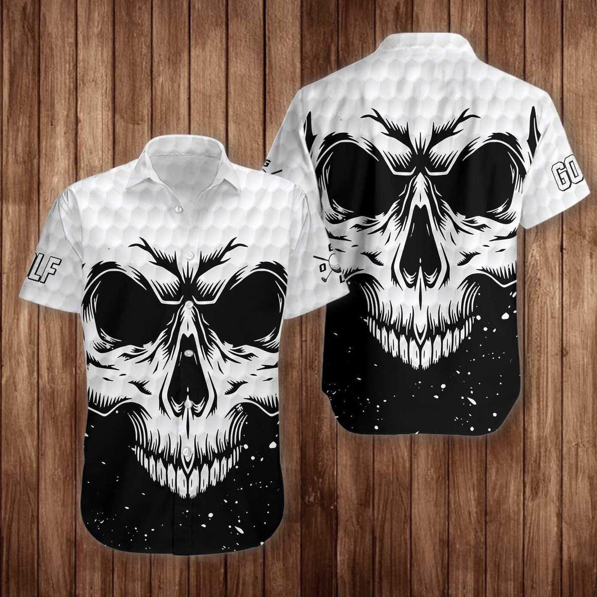 Felacia Hawaii Shirt White Skull Golf Unisex Hawaiian Shirt