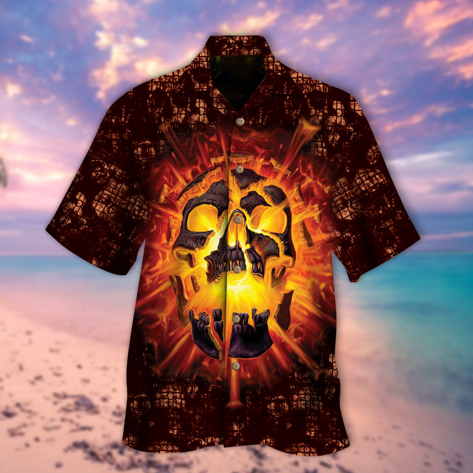 Fiery Skull Hawaiian Shirt