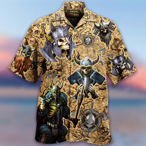 Fight Like A Viking Skull Hawaiian Shirt-1