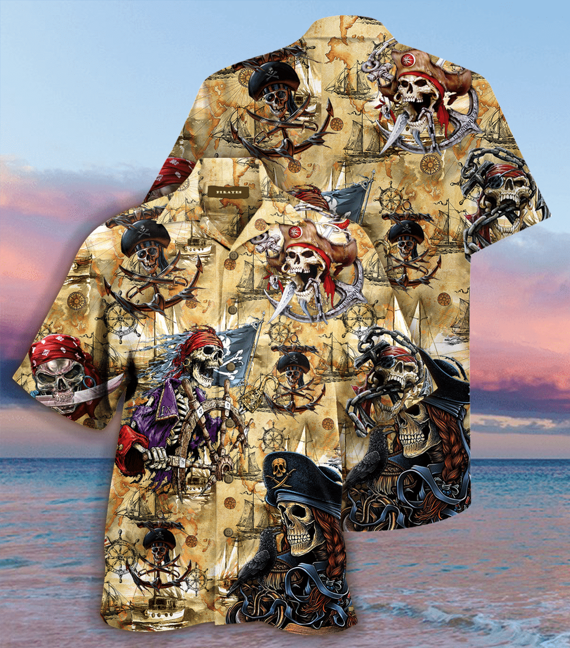 Find Amazing Pirate Skull Hawaiian Shirt