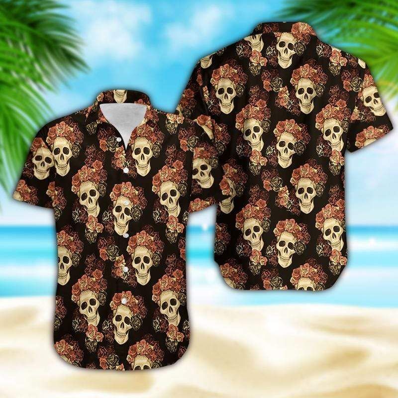 Find Hawaiian Aloha Shirts Skull Rose Pattern