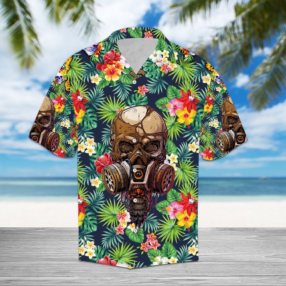 Find Tropical Skull 3d All Over Hawaiian Shirt