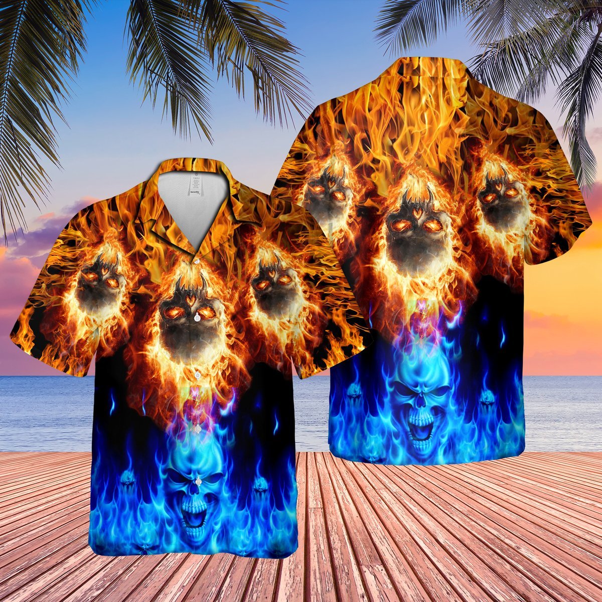 Fire Skull Burning Hawaii Shirt Hawaiian Shirt