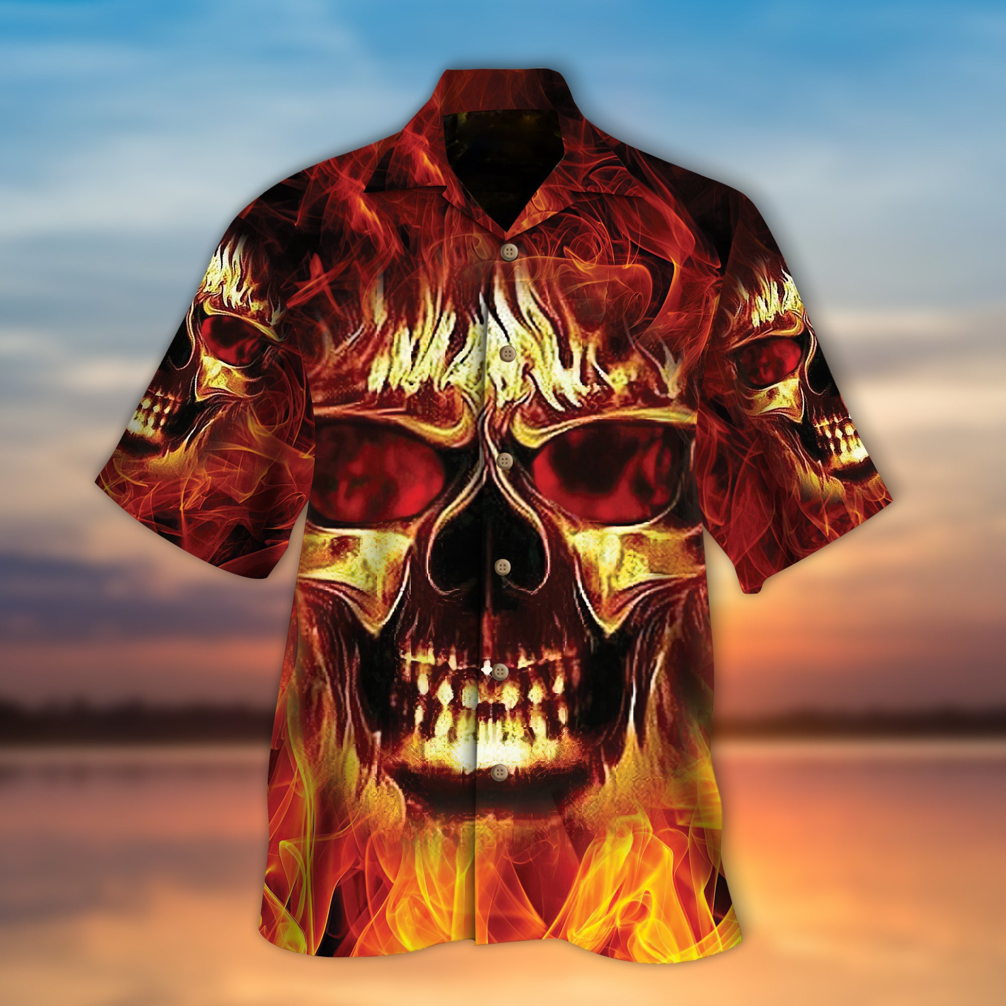 Fire Skull Fire Hawaiian Shirt