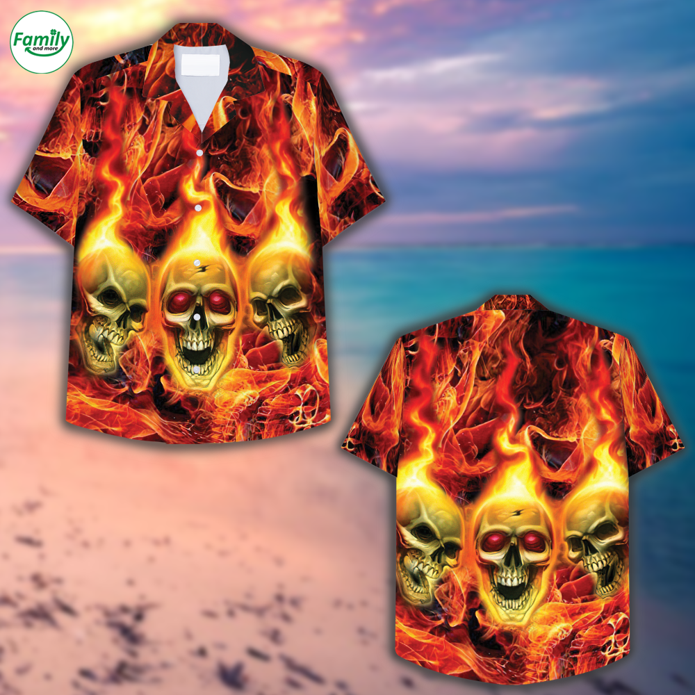 Fire Skull Hawaiian Shirt