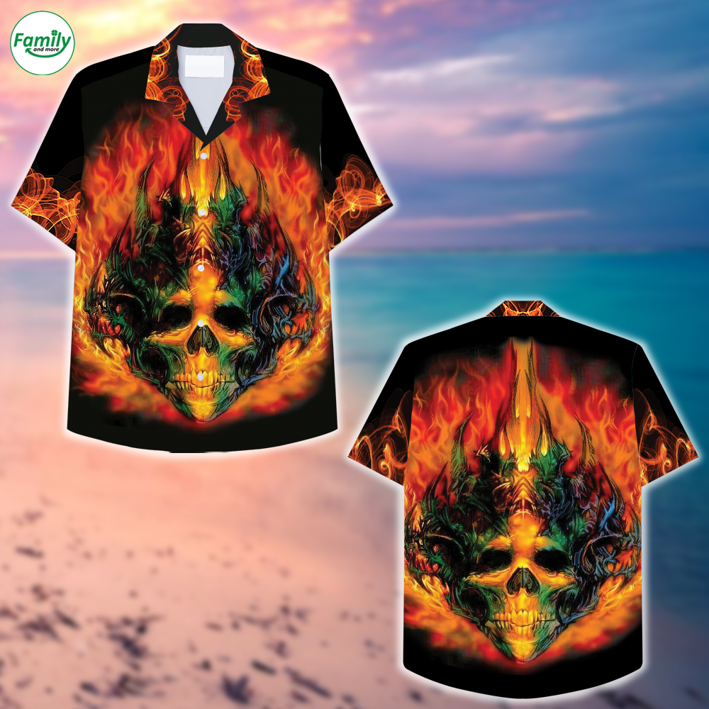 Fire Skull Hawaiian Shirt – Nt09