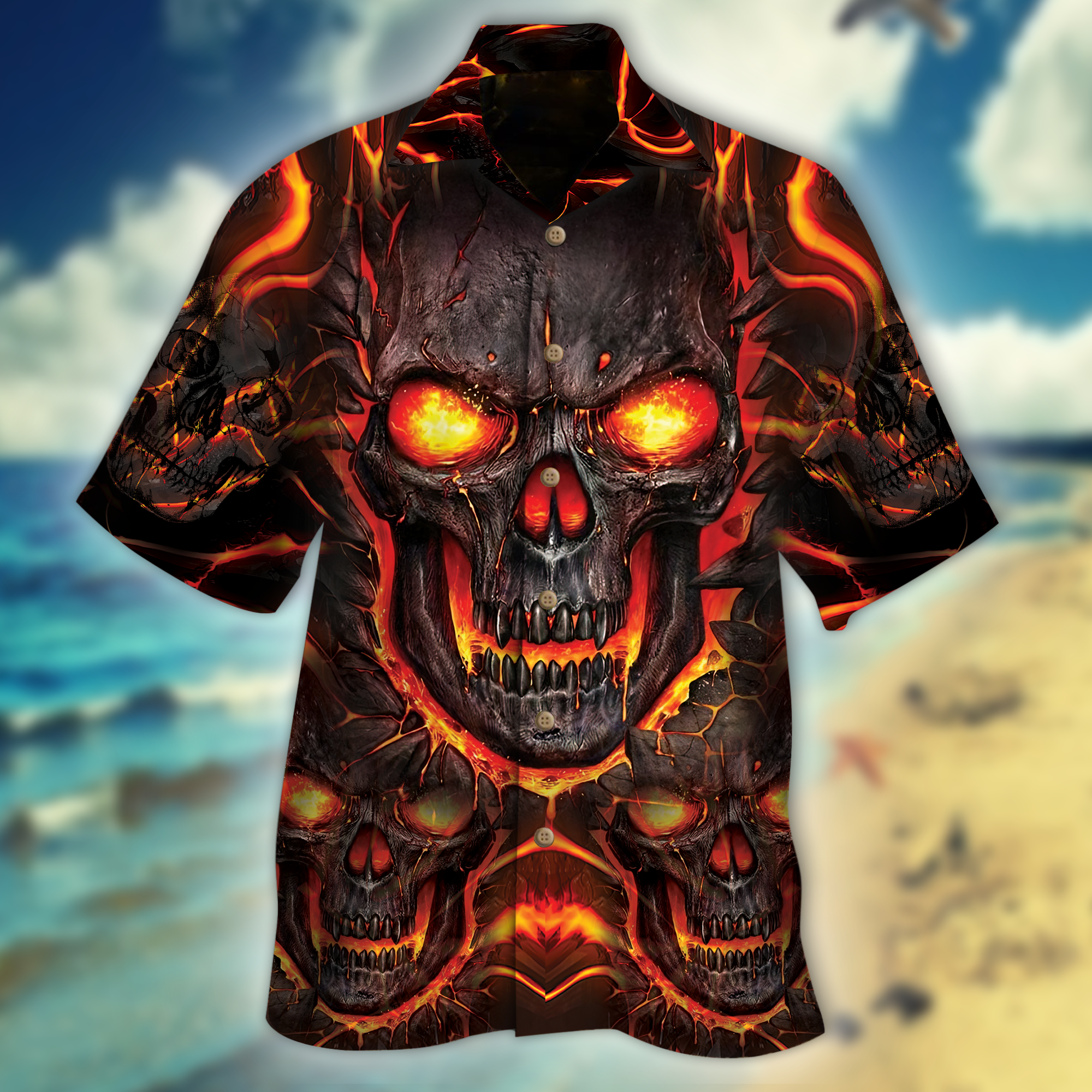 Fire Skull Hawaiian Shirts