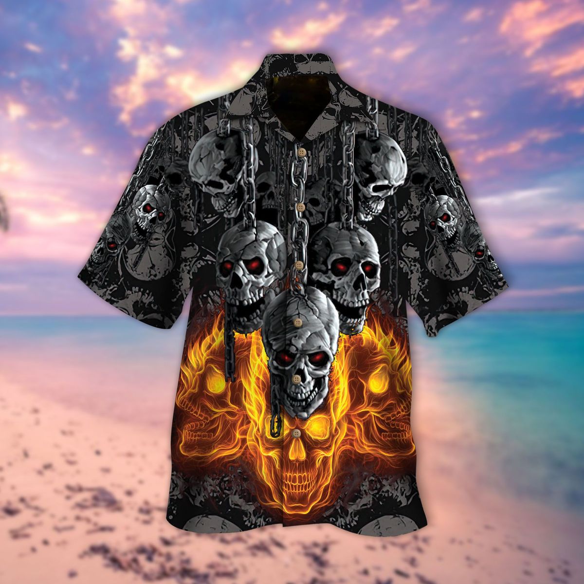 Fire Skull Red Eyes Hawaiian Shirt