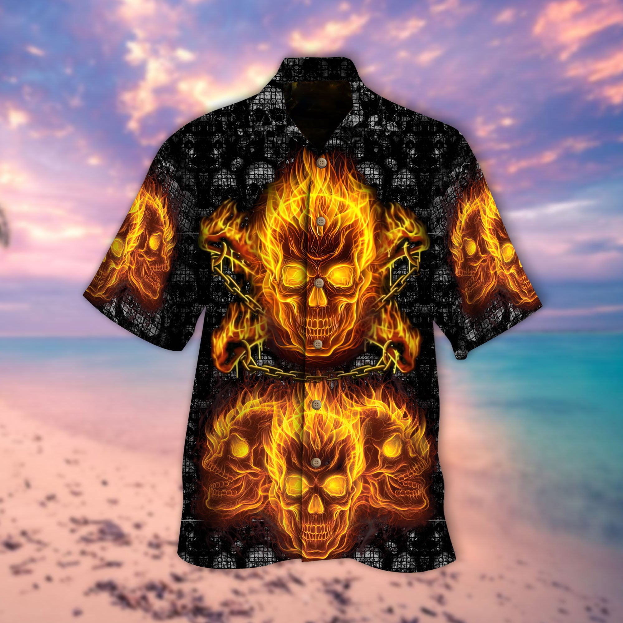 Fire Skulls Hawaiian Shirt