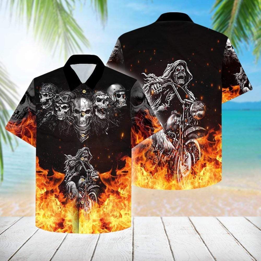 Flame Skull Hawaiian Shirt Unisex