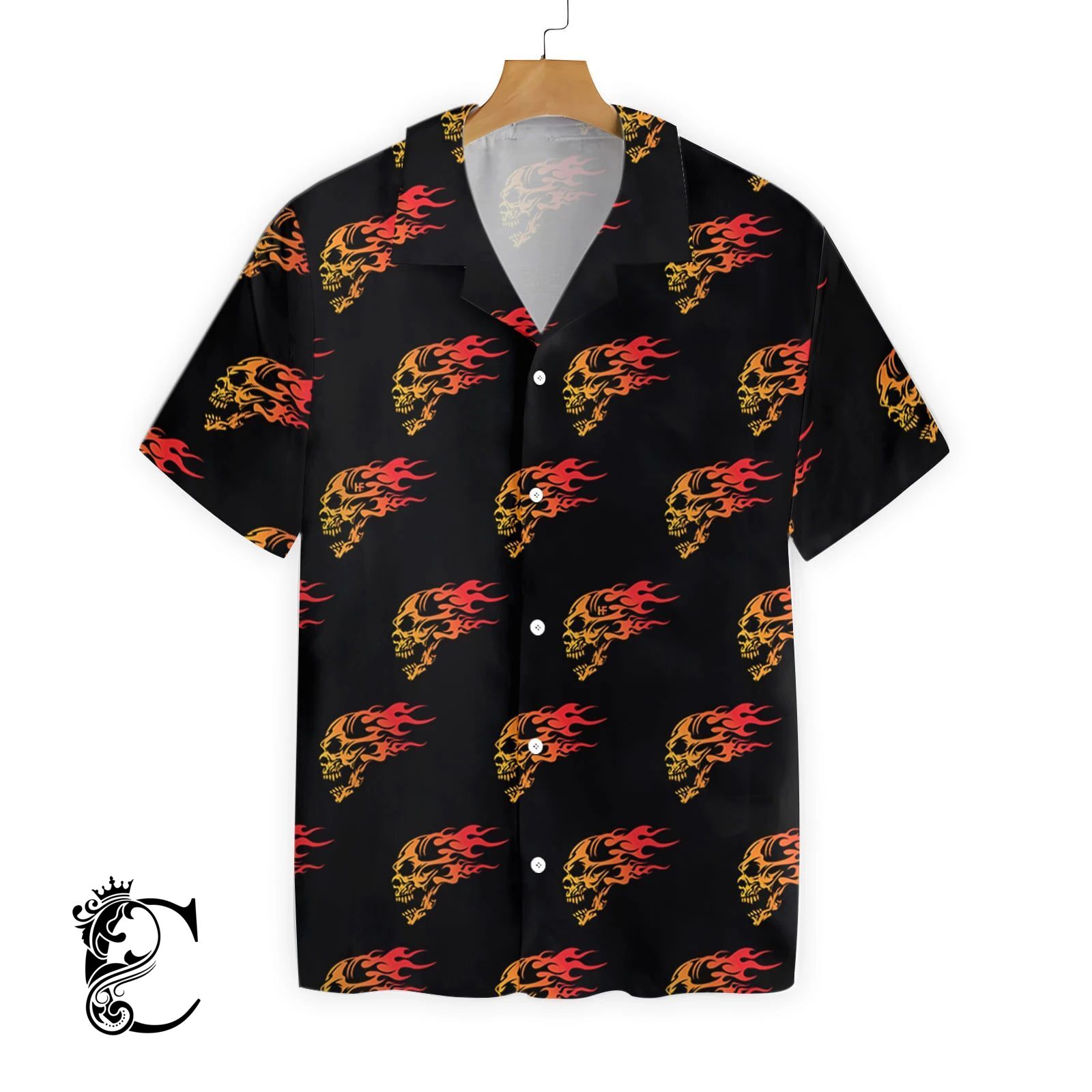 Flaming Angry Skull Ez22 2710 Hawaiian Shirt