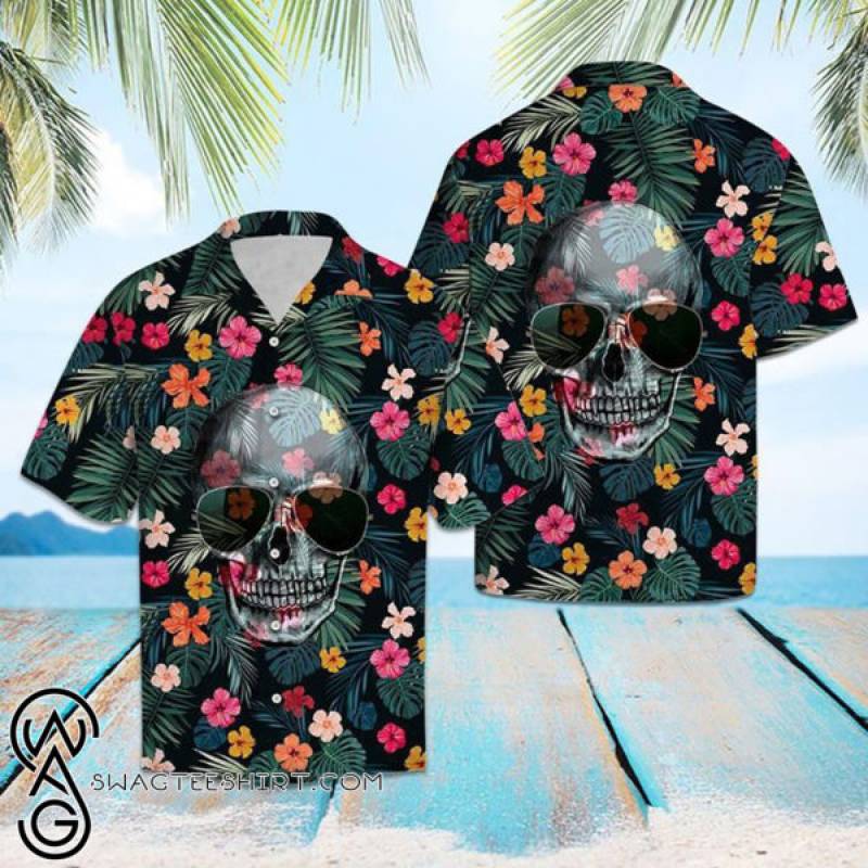 Floral Skull Tropical Hawaiian Shirt