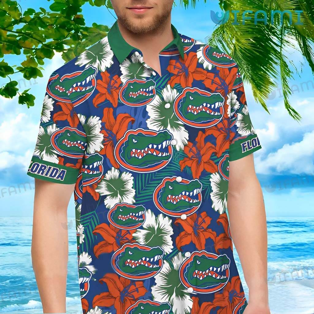 Florida Gators Hawaiian Shirt Hibiscus Pattern Logo Gators Gift
