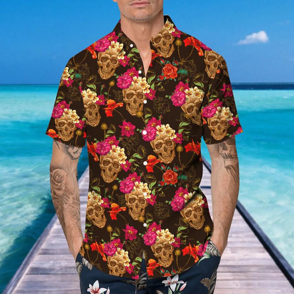 Flower Garden Floral Skull Hawaiian Shirt