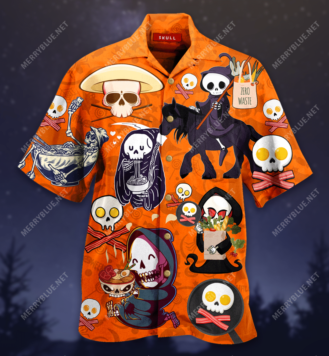 Food Makes Skull Happy Hawaiian Shirt