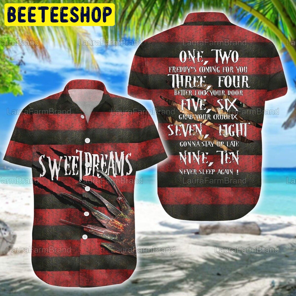 Freddy Krueger Button Halloween Horror Movie Trending Hawaiian Shirt-1