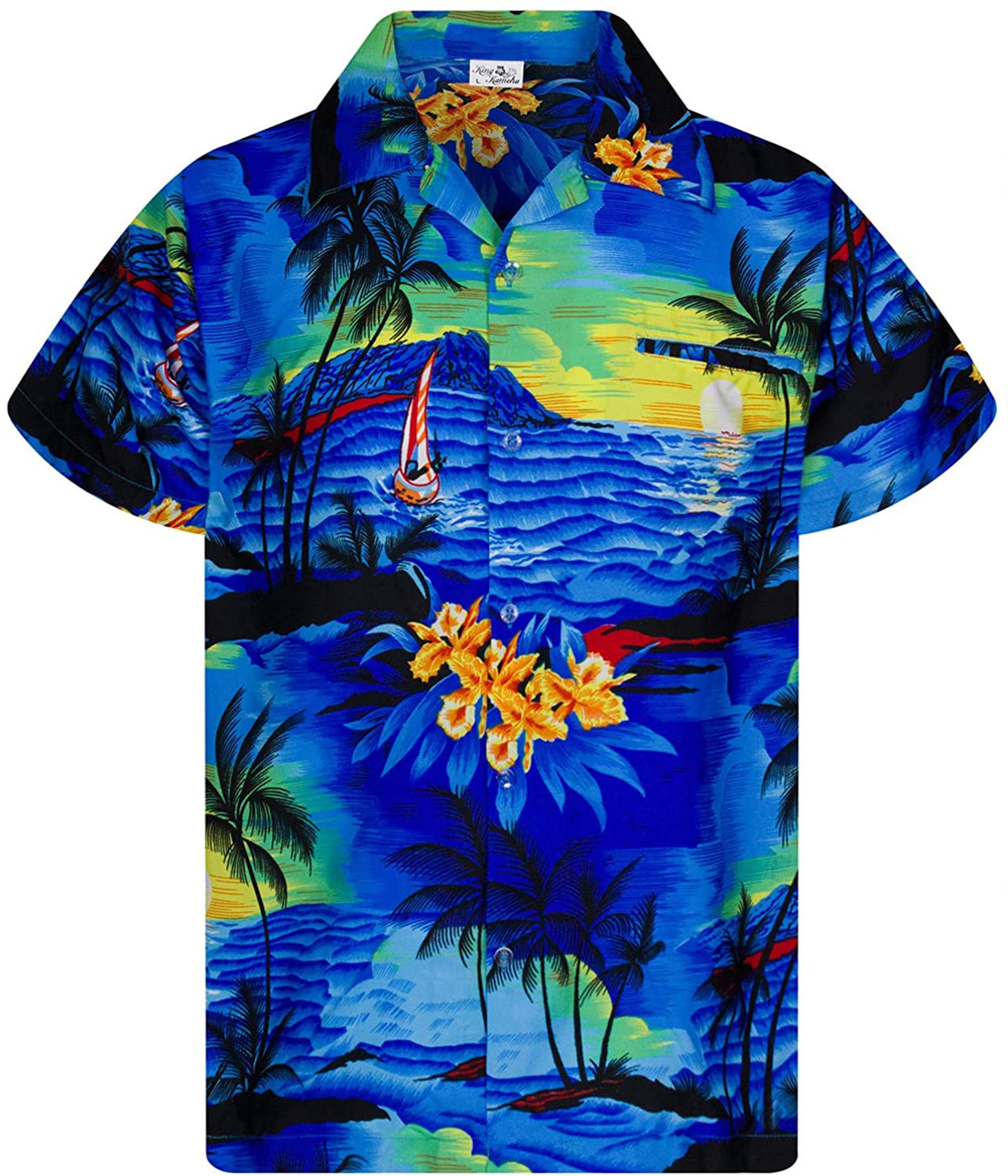 Front Pocket Button Down Very Loud Hawaiian Shirt-1