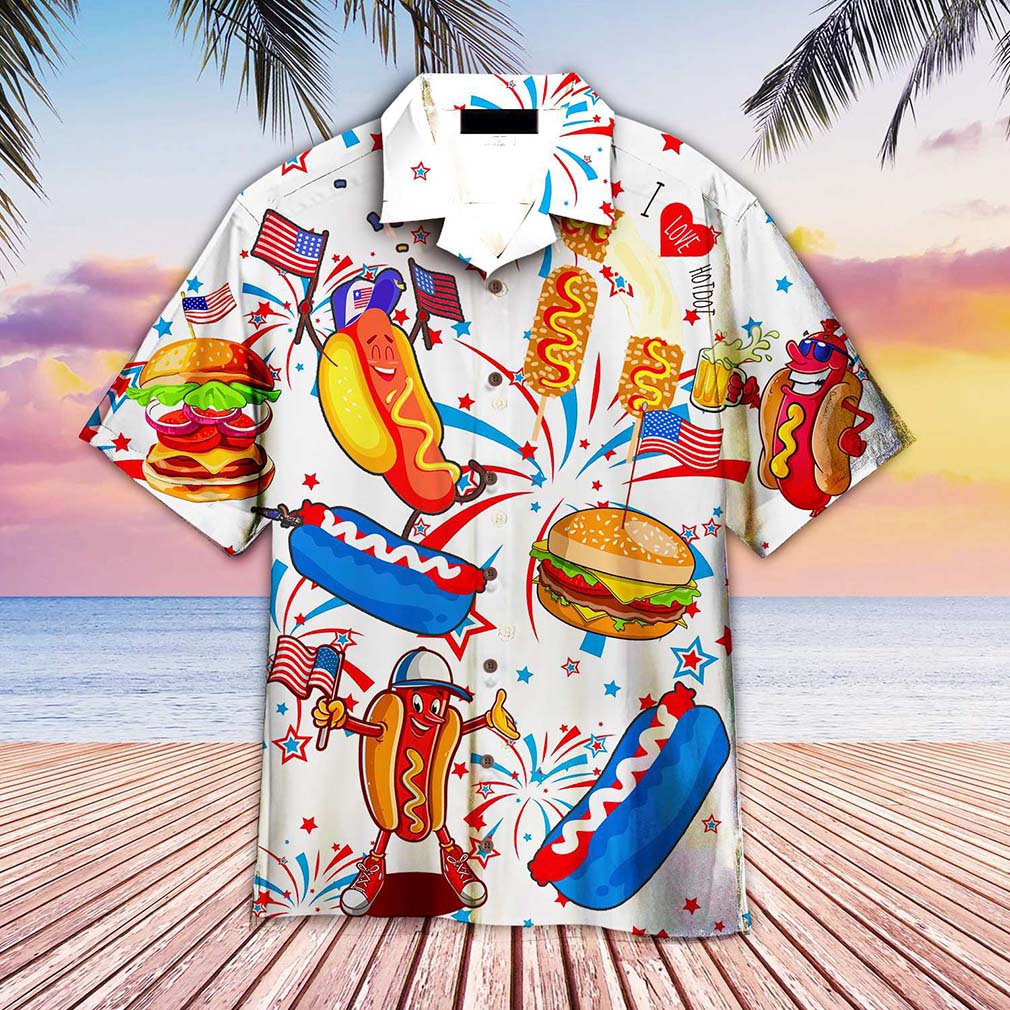 Funny American Hot Dog 4th Of July Independence Day Hawaiian Shirt