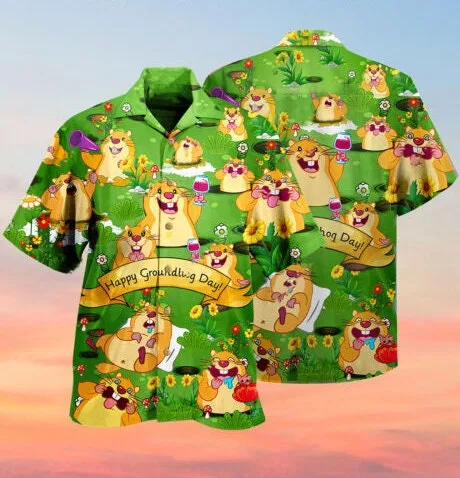 Funny Emotions Happy Groundhog Day Hawaiian Shirt