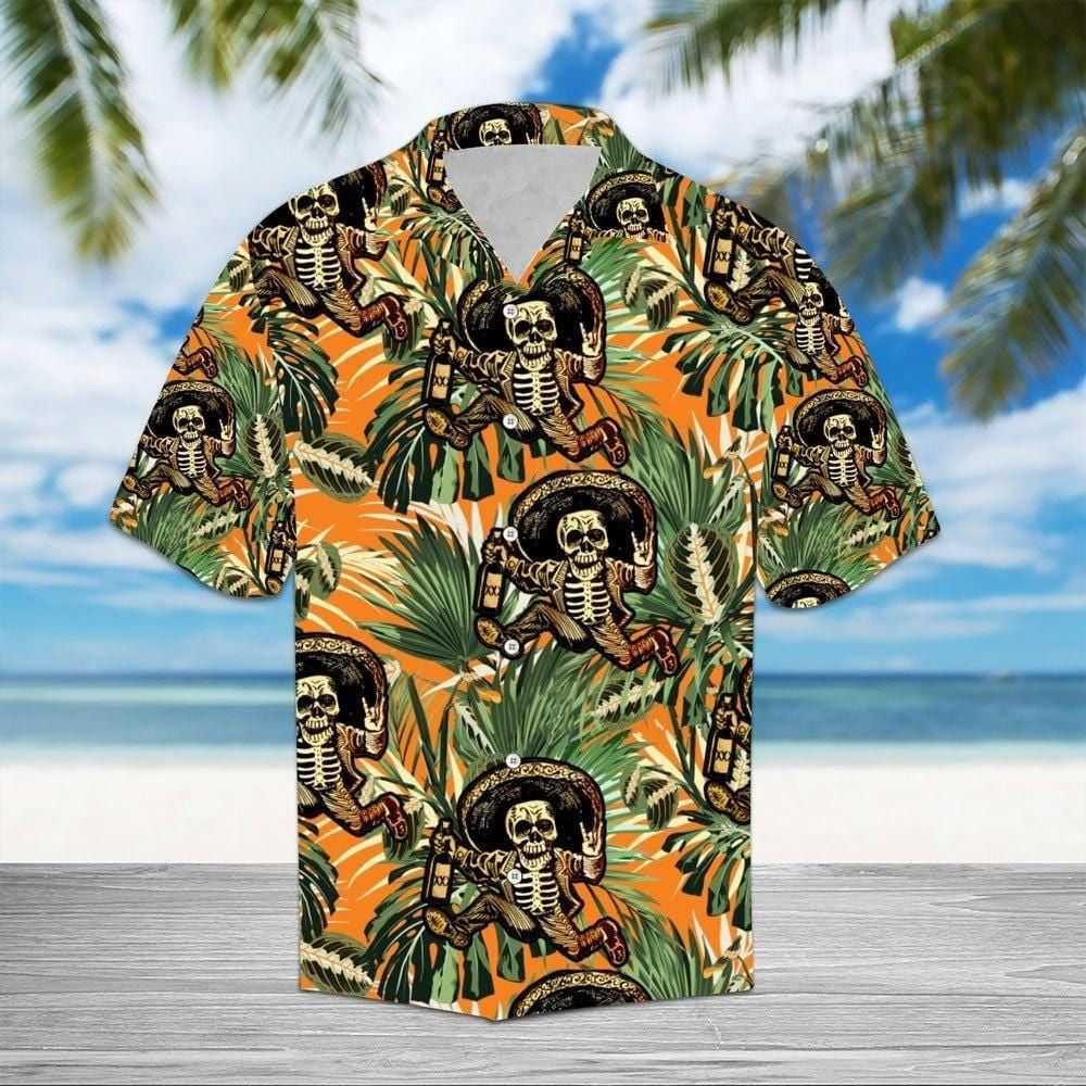 Funny Mexican Skull Dancing Tropical Summer Aloha Hawaiian Shirt