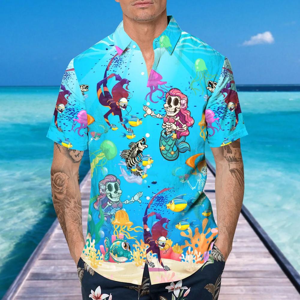 Funny Skull Marine Hawaiian Shirt