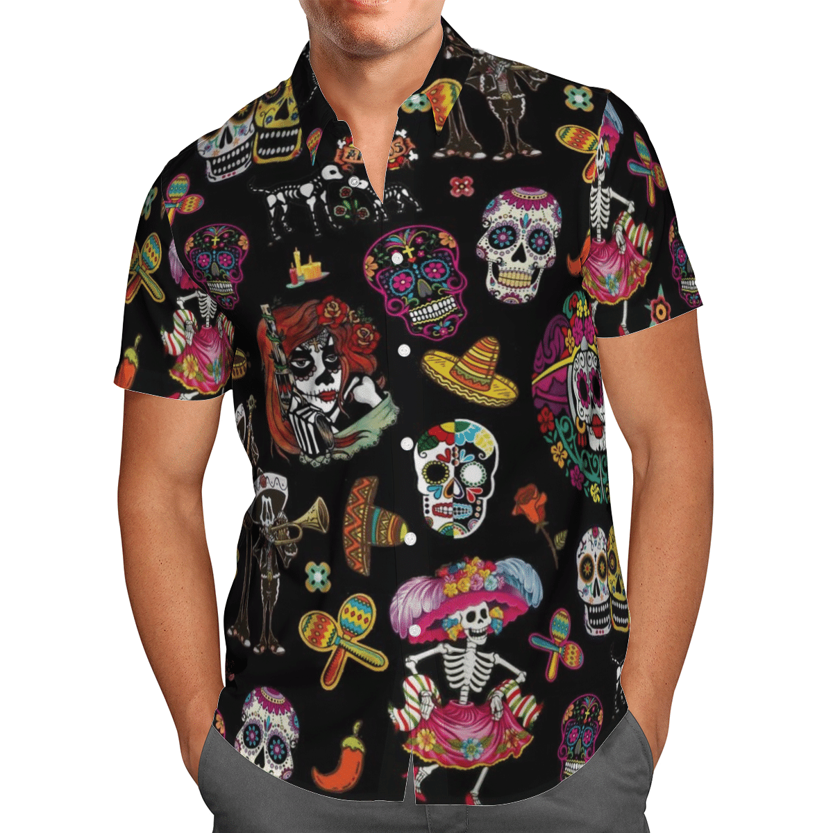 Funny Sugar Skull Hawaiian Shirt