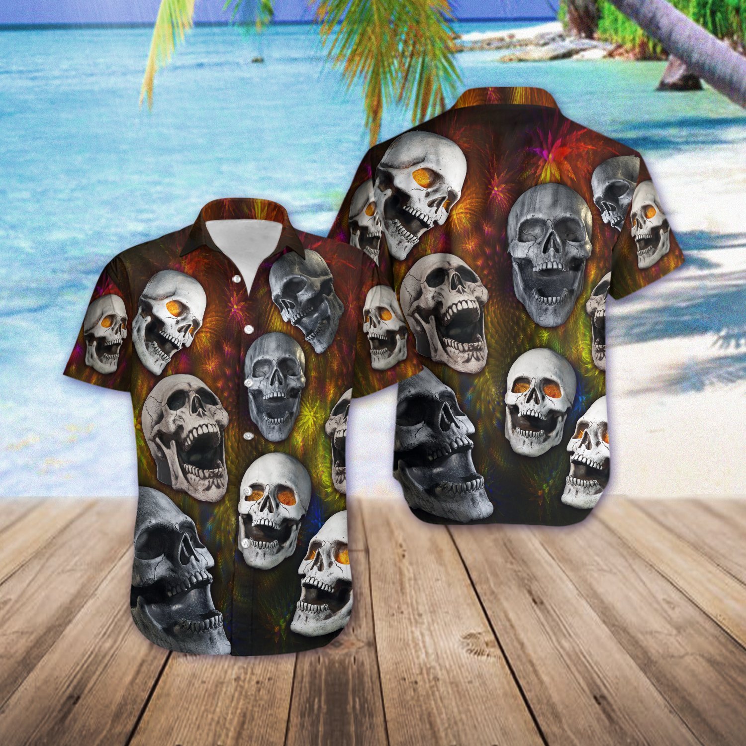 Funny Tropical Skull Hawaiian Shirt Unisex