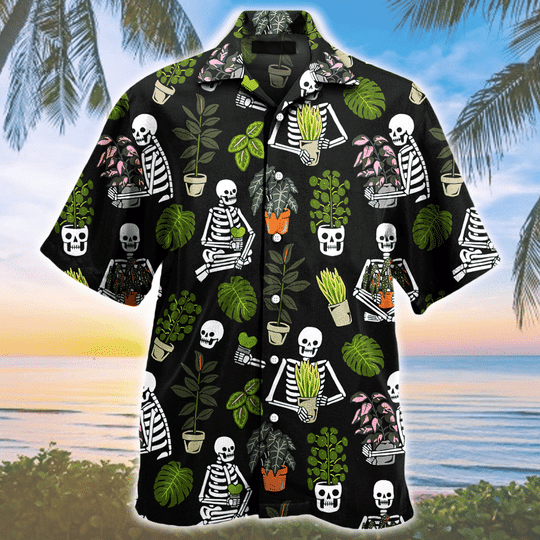 Gardener Skull Pattern Hawaiian Shirt