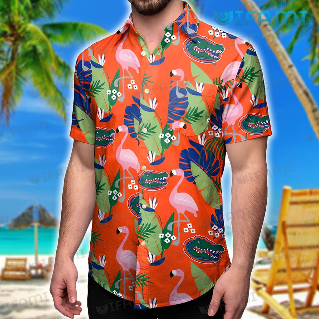 Gators Hawaiian Shirt Flamingo Tropical Leaf Florida Gators Gift