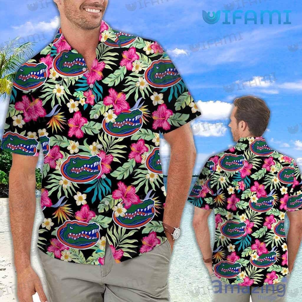 Gators Hawaiian Shirt Flower Tropical Leaves Logo Gators Gift