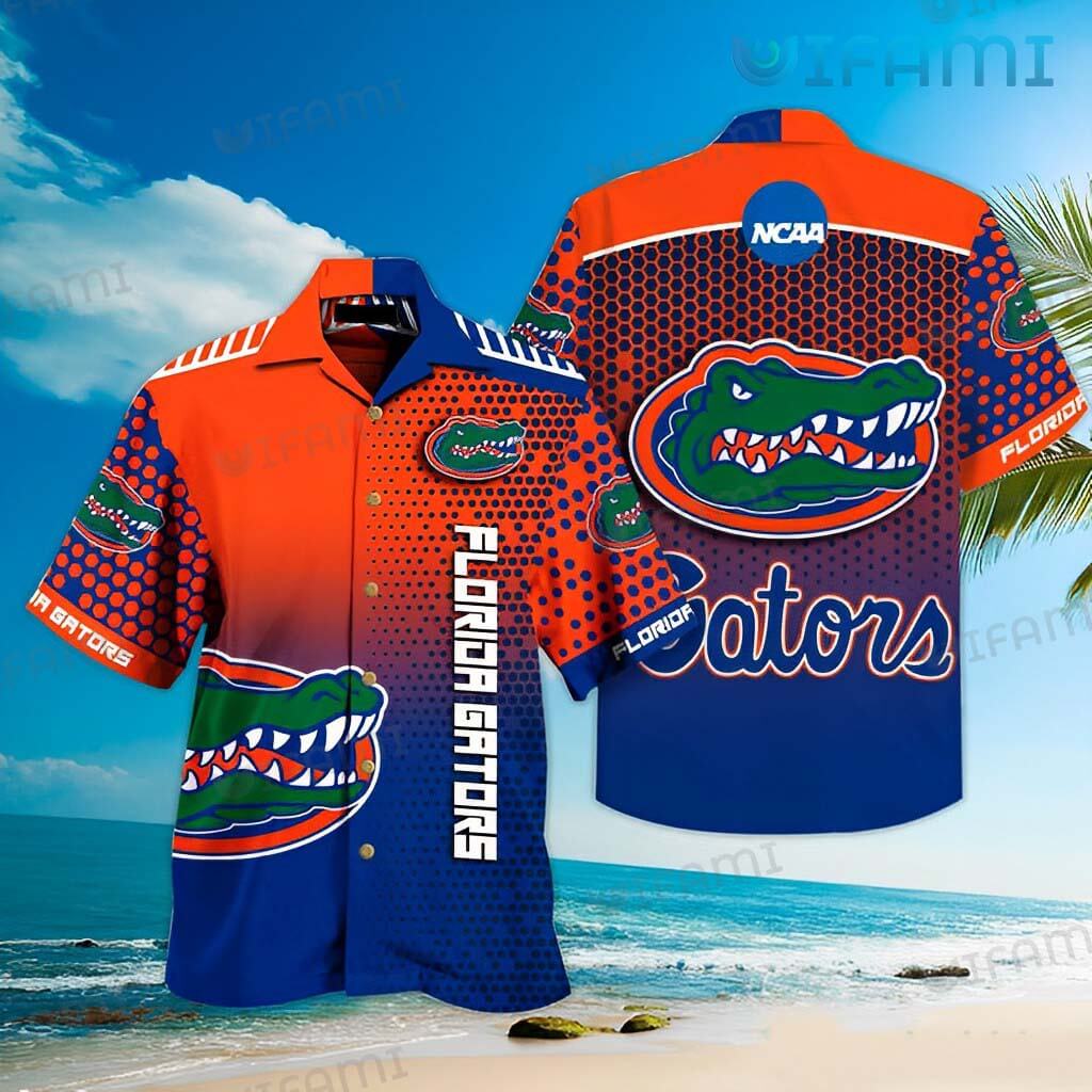 Gators Hawaiian Shirt Honeycomb Pattern Logo Florida Gators Gift