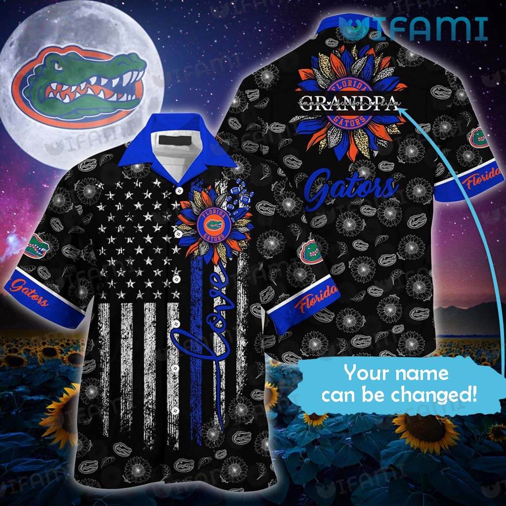 Gators Hawaiian Shirt Sunflower Usa Flag Custom Florida Gators Gift