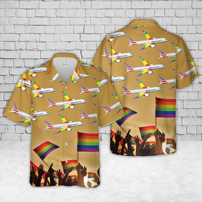 Gay Pride Hawaiian Shirt American Airlines Fly With Pride Hawaiian Shirt